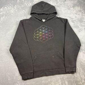 Coldplay Music of the Spheres Hoodie Black Rainbow Graphic Pullover Large